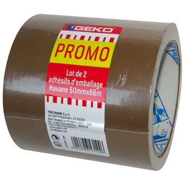 Adhésif emballage havane promo 50mmx66m lot de 2