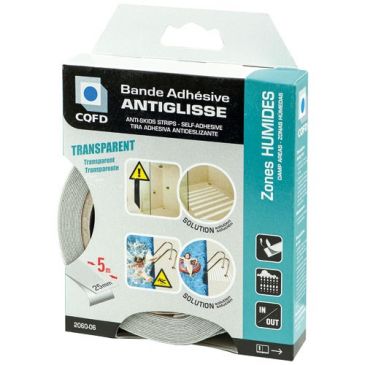 Bande adhésive antiglisse transparente 25 mm x 5 m