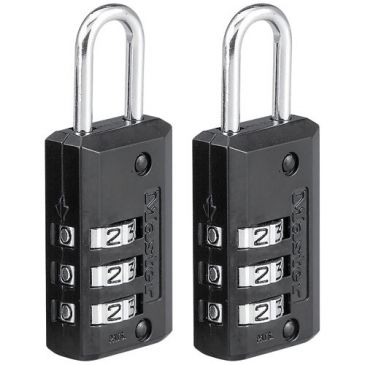 Cadenas combinaison 3 chiffres noir 20 mm lot de 2