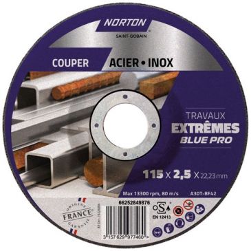 Disque à tronçonner à moyeu déporté métal/inox 115x2.5x22.2