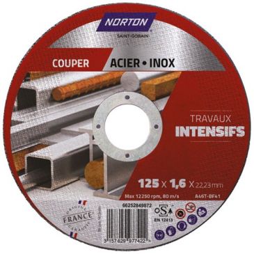 Disque à tronçonner fin plat intensif métal 125x1.6x22.2