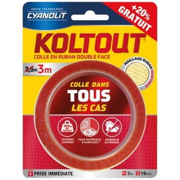 Koltout express adhésif 2.5 m x 19 mm + 20 % gratuit