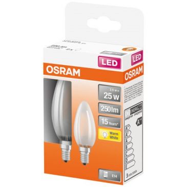 Led flamme verre dépoli 2.5w e14 chaud boite 2