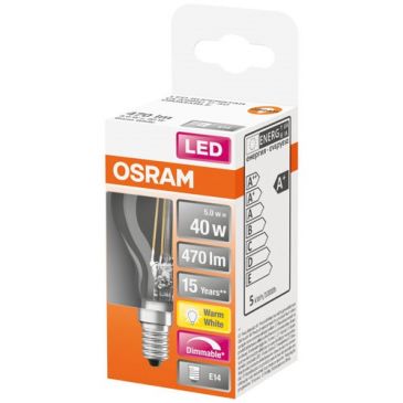 Led sphérique clair filament variable 4.5w e14 chaud bte 1