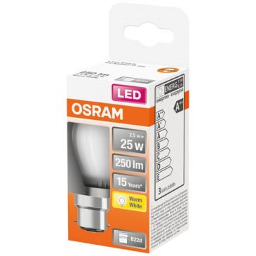 Led sphérique verre dépoli 2.5w b22 chaud bte 1