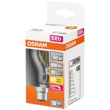 Led standard clair filament variable 7w b22 chaud boite 1