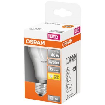 Led standard dépolie avec radiateur 5.5w e27 chaud bte 1