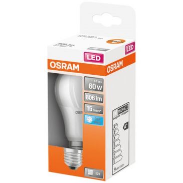 Led standard dépolie avec radiateur 8.5w e27 froid bte 1