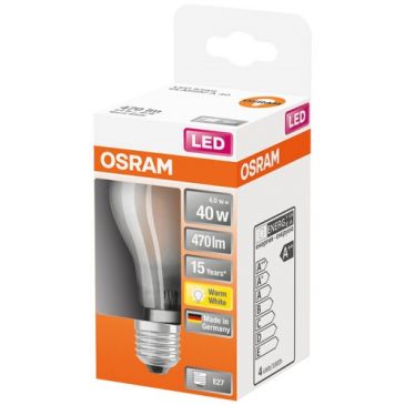 Led standard verre depoli 4w e27 chaud bte 1