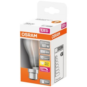 Led standard verre dépoli variable 7w b22 chaud boite 1